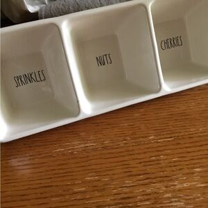 Rae Dunn 3-Section “Sprinkles” “Nuts” & “Cherries” Ceramic Platter